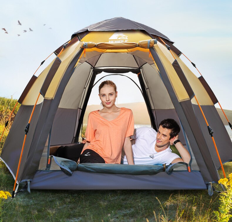 Cheap Goat Tents Automatic Tent Outdoor 3 4 Person Large Family Double Deck Tent Anti UV Waterproof Camping Beach Tent Fishing Hiking Picnic Tents 